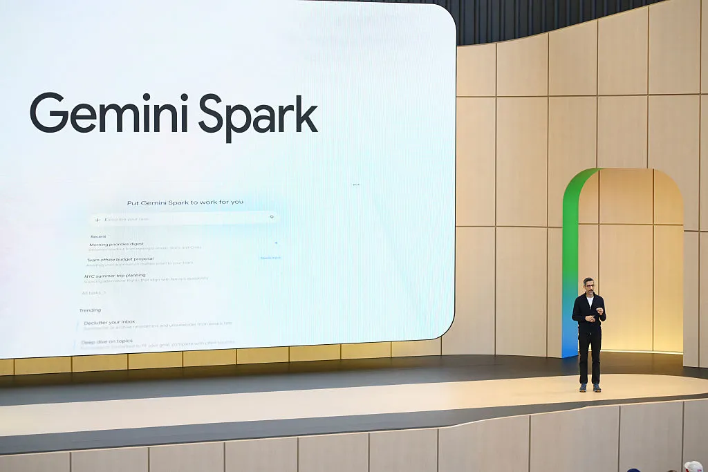 Screenshot of Google Gemini Spark AI assistant user interface showing task automation features.