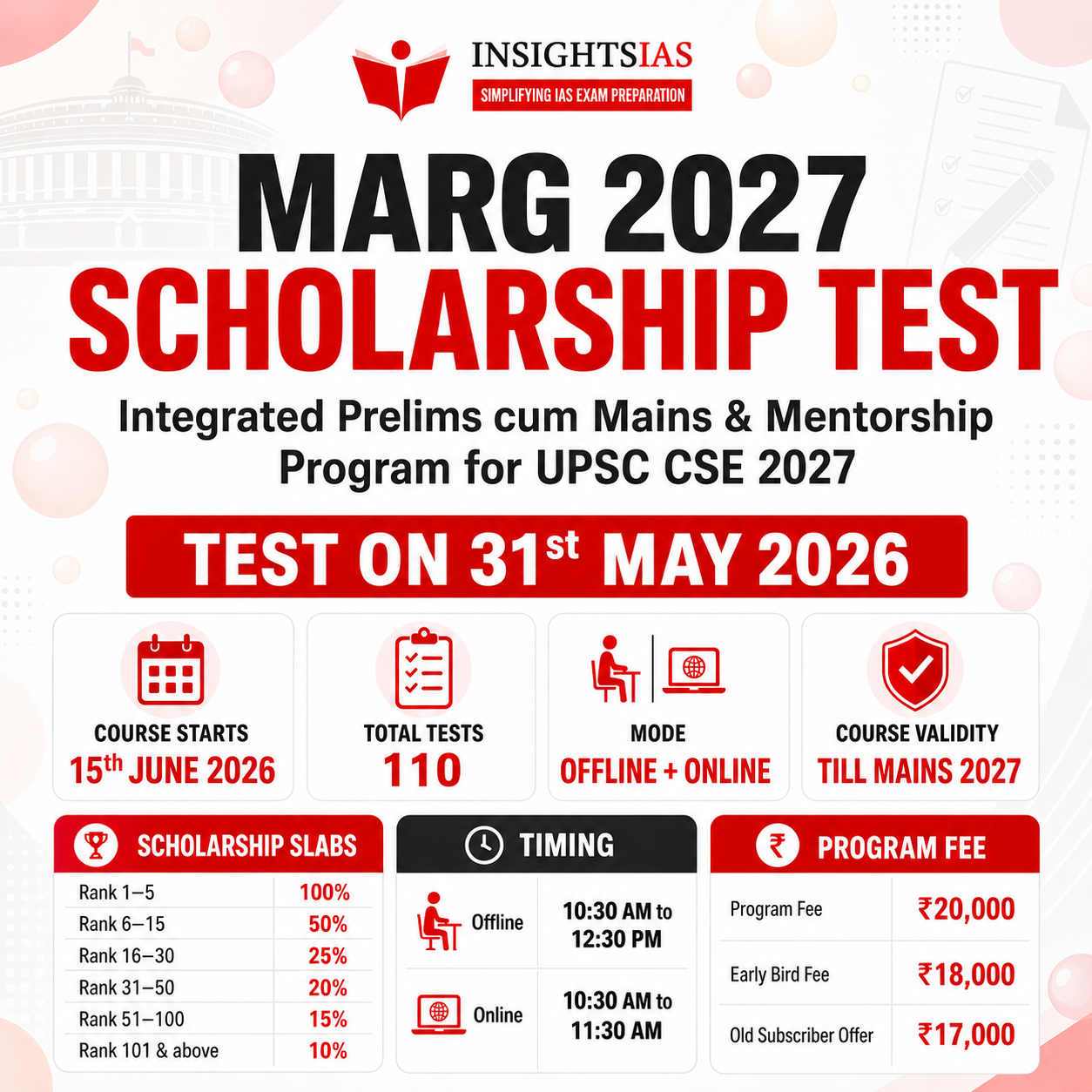 Insights IAS MARG 2027 program banner with students studying for UPSC CSE