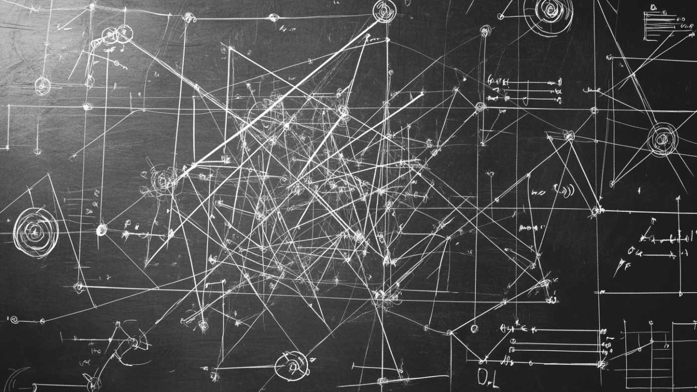 A graphic depicting AI algorithms assisting mathematicians with complex equations and proofs, symbolising the division of labour in research.