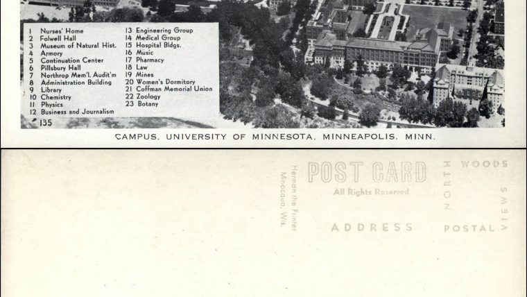 Aerial view of the University of Minnesota campus with medical facilities