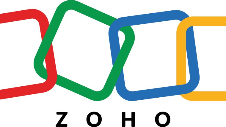 A screenshot of the Zoho CRM dashboard displaying sales pipelines and customer data, with a subtle overlay hinting at an Indian business context.