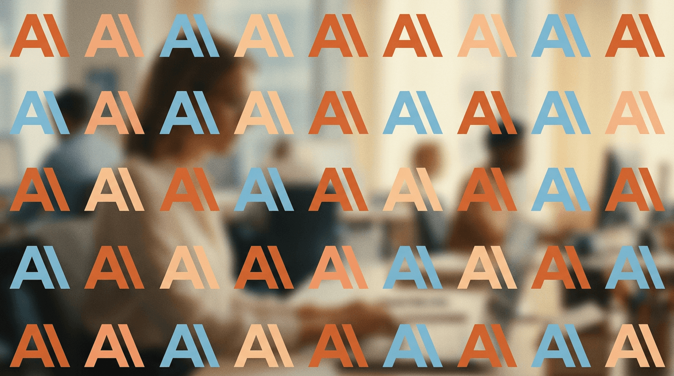 A person thinking critically during an interview, with a blurred AI interface in the background, representing the ban on AI tools in Anthropic's hiring process.