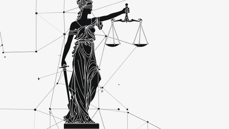 A gavel resting on legal documents with a Google search bar in the background, illustrating a court ruling on AI search.
