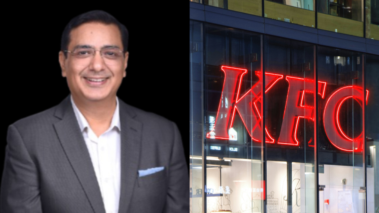 Collage showing Vikrant Vohra and Saurabh Girdhar, with KFC and Pizza Hut logos in the background, representing the leadership change at Sapphire Foods India.