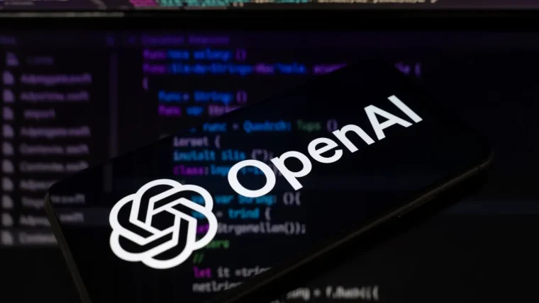 A gavel and legal documents with the OpenAI logo subtly visible, symbolizing an investigation.