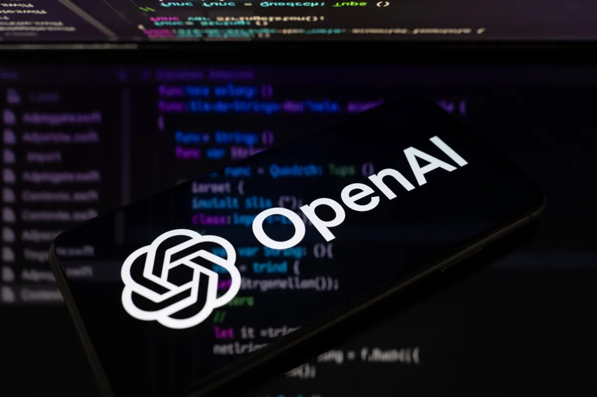 A gavel and legal documents with the OpenAI logo subtly visible, symbolizing an investigation.