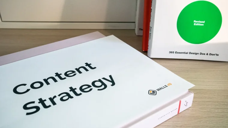 An editorial content strategy board showing topic clusters