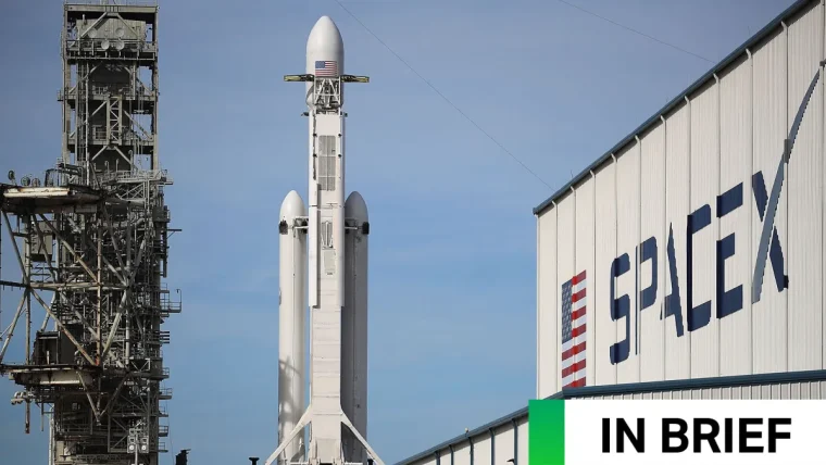 A SpaceX Falcon 9 rocket launching into space, symbolizing the company's public debut.