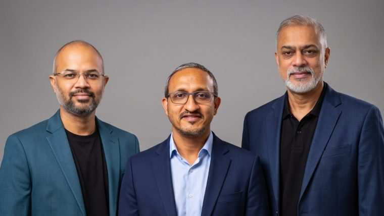 Three founders of BCT Ventures, Kashyap Vadapalli, KV Ravi Shekhar, and Anubhav Sonthalia, discussing their AI-led nutrition and wellness business.