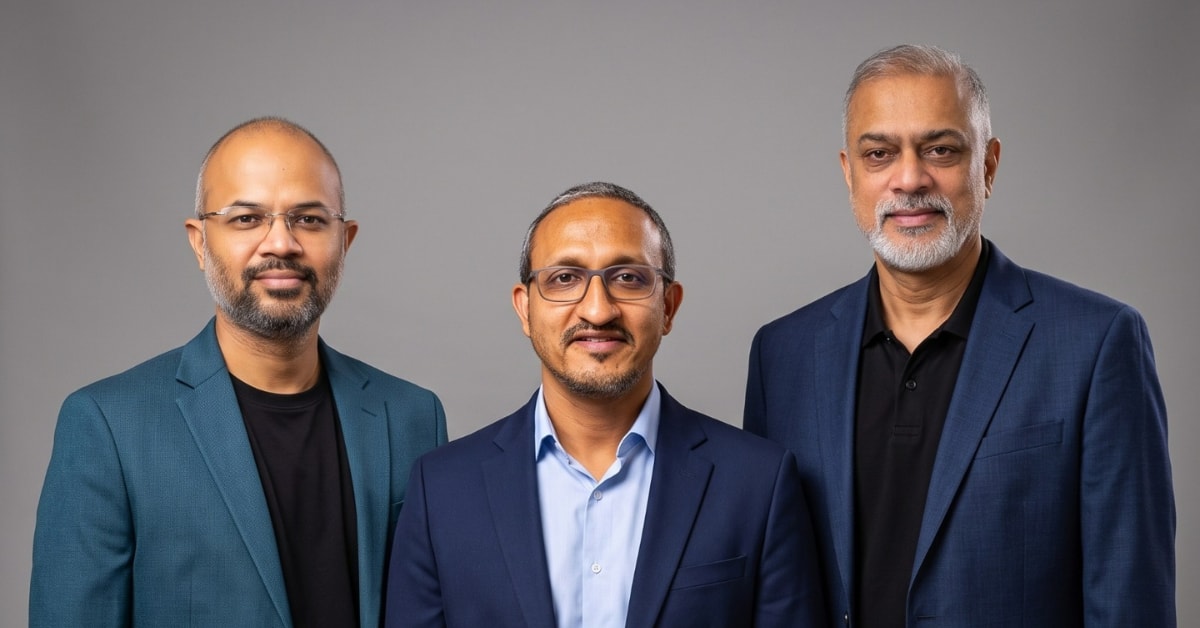 Three founders of BCT Ventures, Kashyap Vadapalli, KV Ravi Shekhar, and Anubhav Sonthalia, discussing their AI-led nutrition and wellness business.