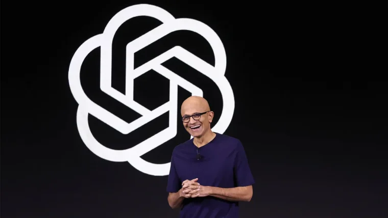 Satya Nadella, CEO of Microsoft, speaking at a technology conference