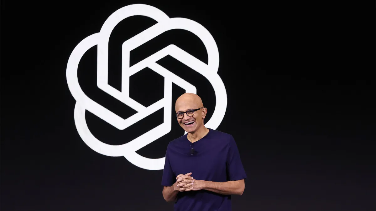 Satya Nadella, CEO of Microsoft, speaking at a technology conference