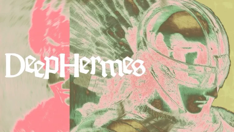 A conceptual image showing the Hermes AI agent interface with code snippets and a dollar sign, representing Nous Research's funding round.