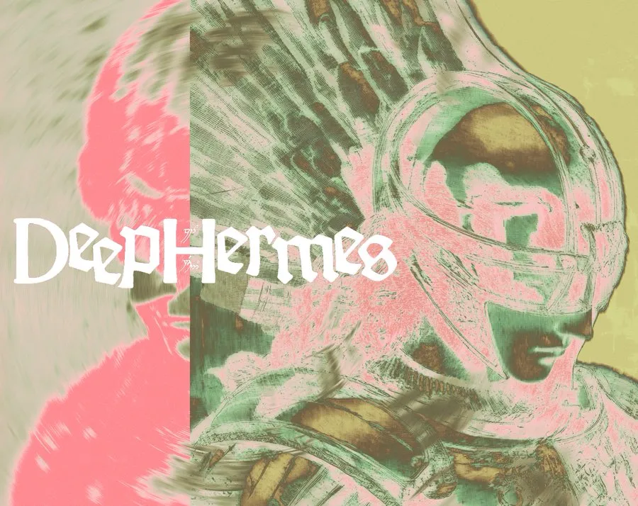 A conceptual image showing the Hermes AI agent interface with code snippets and a dollar sign, representing Nous Research's funding round.