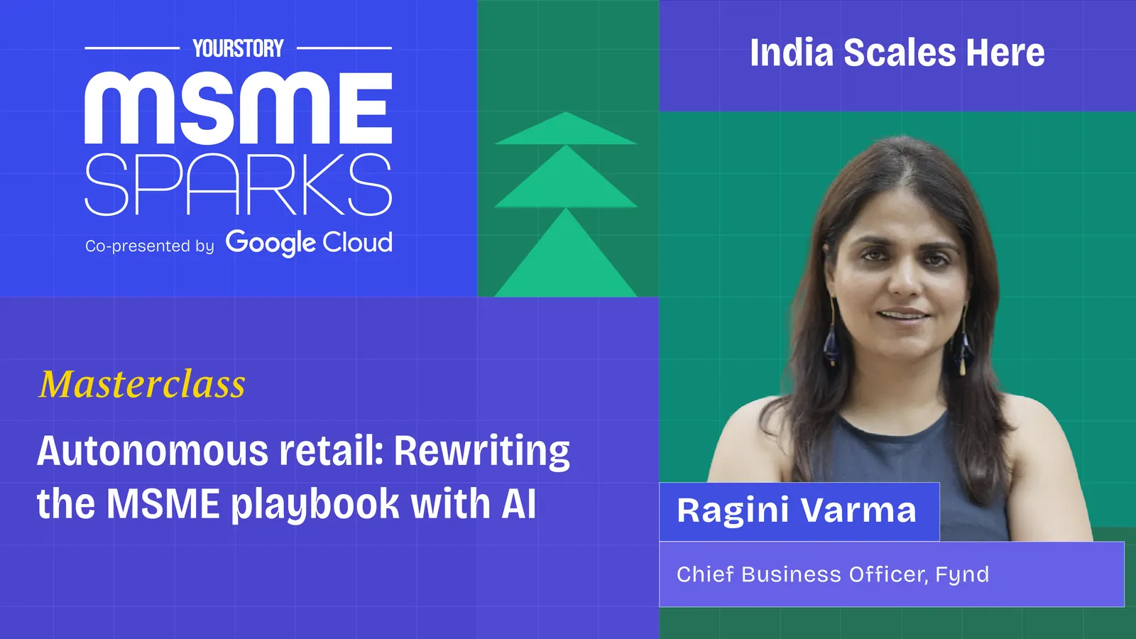 An Indian small business owner, possibly in retail, looking thoughtfully at a tablet displaying various AI-powered business tools.
