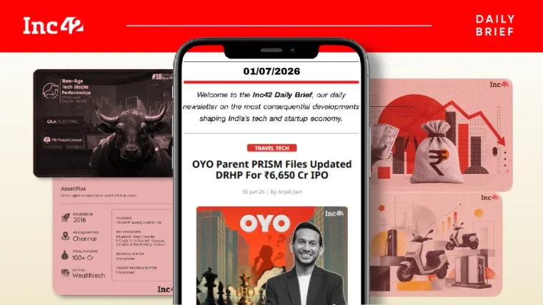 A graphic representing OYO's IPO filing with financial charts and the SEBI logo in the background.