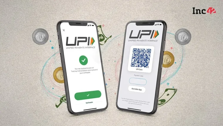 Smartphone displaying a UPI payment confirmation screen with Indian rupee symbol and transaction amount