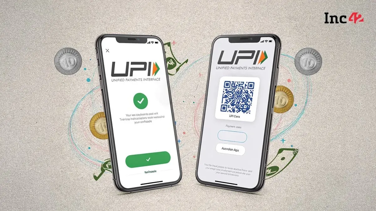 Smartphone displaying a UPI payment confirmation screen with Indian rupee symbol and transaction amount