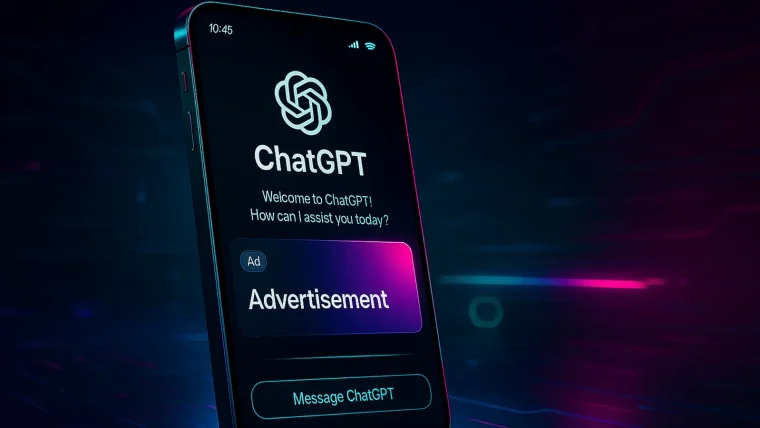 Screenshot showing ChatGPT interface with options for AI-generated ad variations
