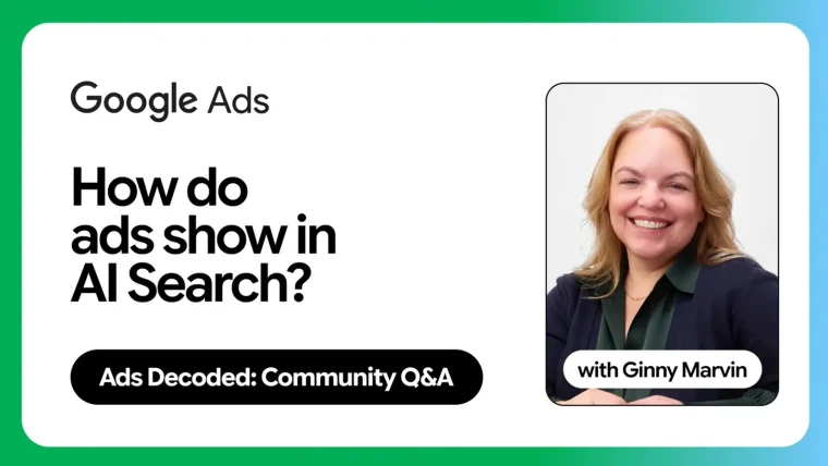 Ginny Marvin, Google Ads Liaison, explaining AI Search concepts on a screen to advertisers.