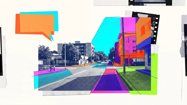 Abstract representation of an AI model analyzing video frames to perform computer vision tasks like depth estimation and object segmentation.