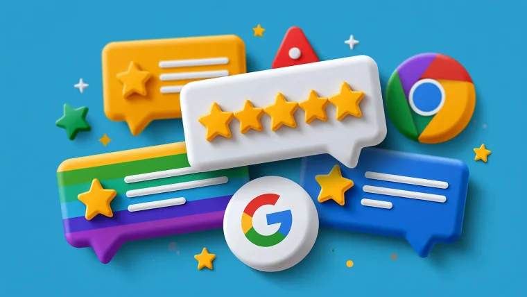 Google Search result displaying a review snippet with a 4.5-star rating and a short customer review excerpt