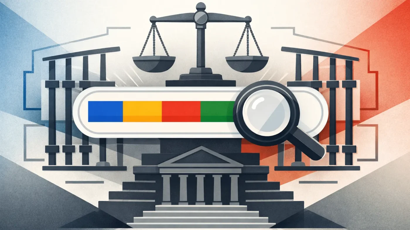The European Union flag alongside the Google logo, symbolizing the impending antitrust ruling against the tech giant.
