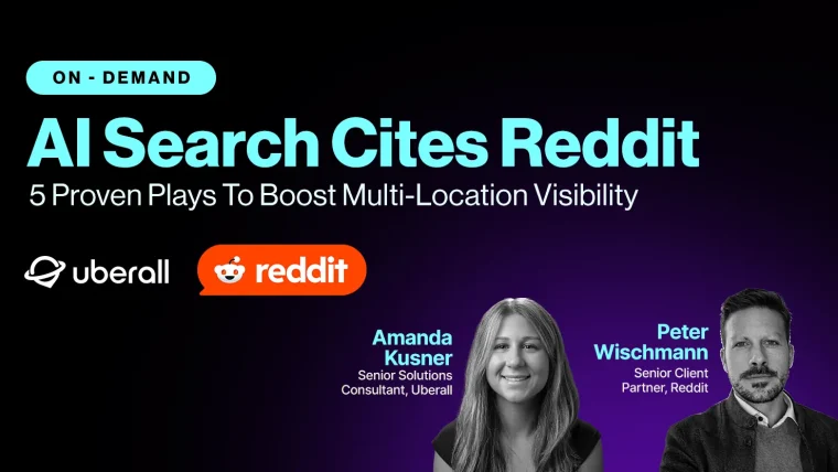 A visual representation of AI search results integrating Reddit discussions about local businesses, with multiple location pins on a map.