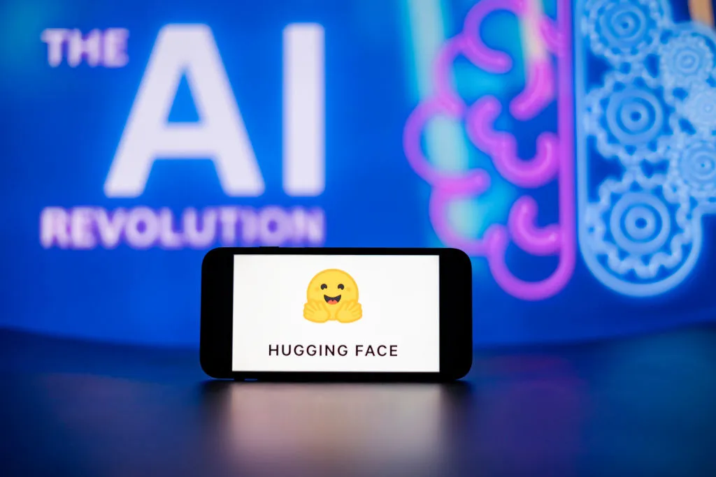 Illustration of open-weight AI model ecosystem with acquisition deal symbols representing Nvidia, Stripe, and Hugging Face transactions.