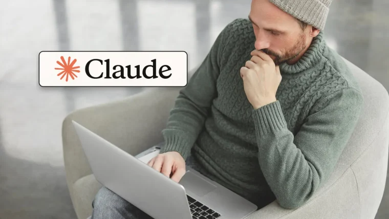 Claude AI chatbot interface displayed on a laptop with EU AI Act documents nearby