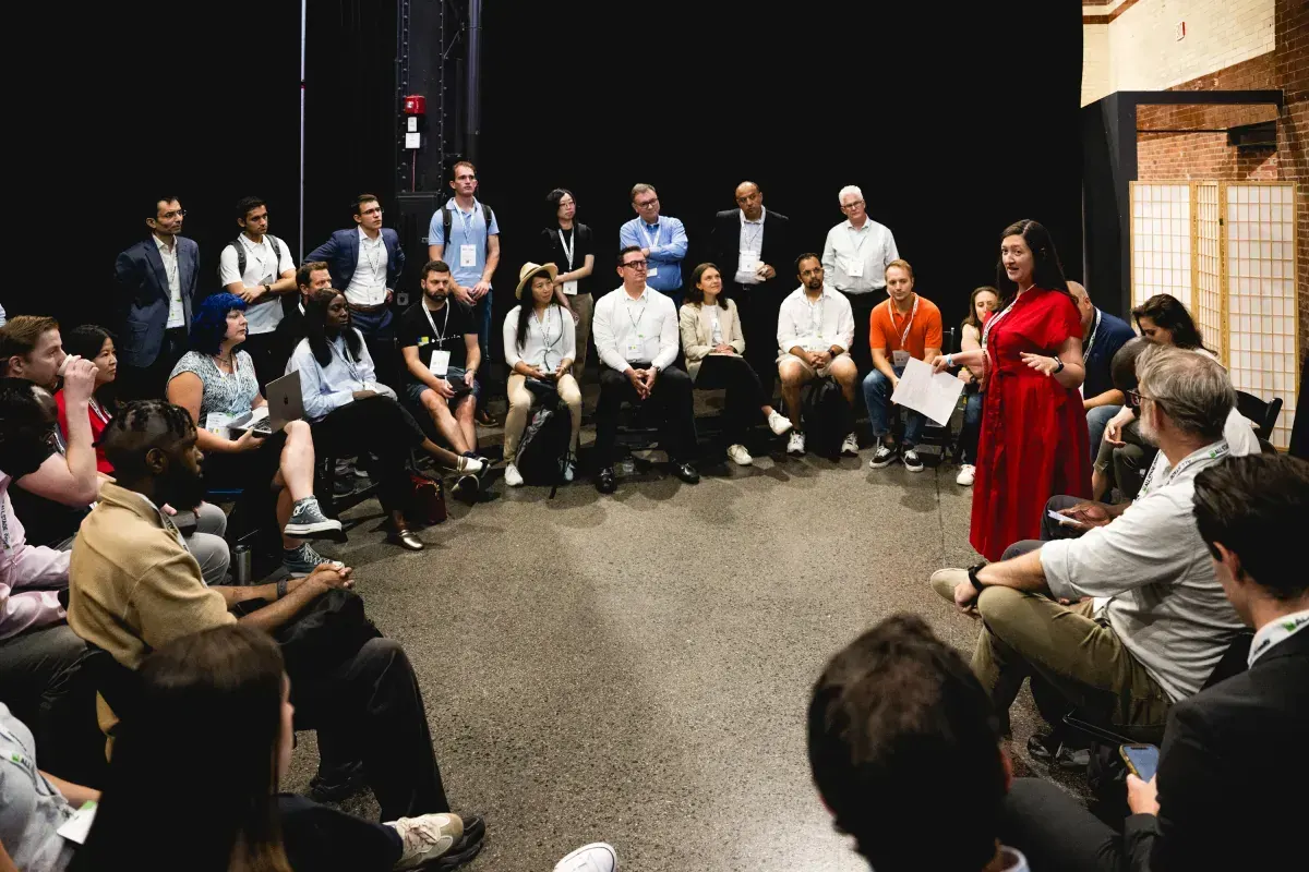 TechCrunch Founder Summit at SoWa Power Station in Boston with attendees networking